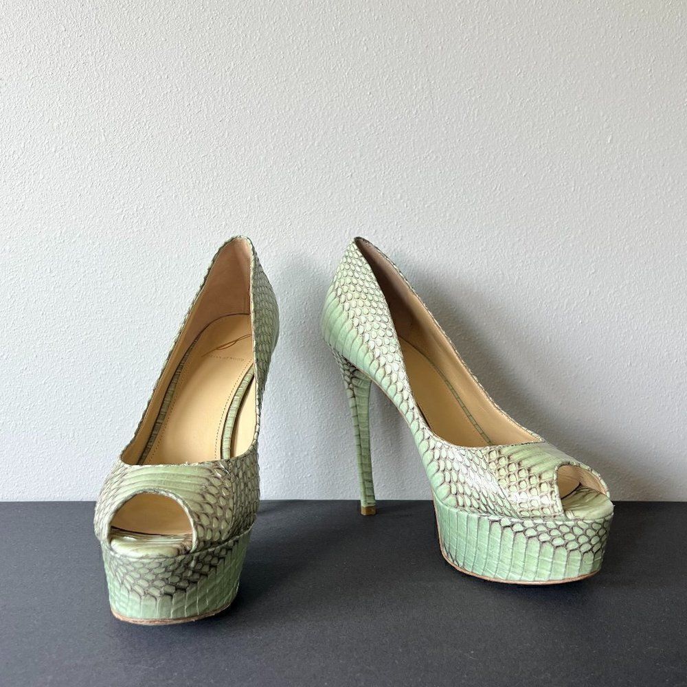 Brian Atwood Snake Platform Peep Toe Pumps Size 9